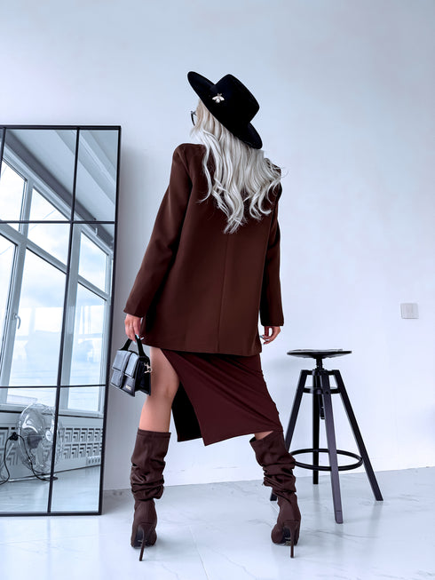 Oversize, klasiska žakete - DARK CHOCOLATE